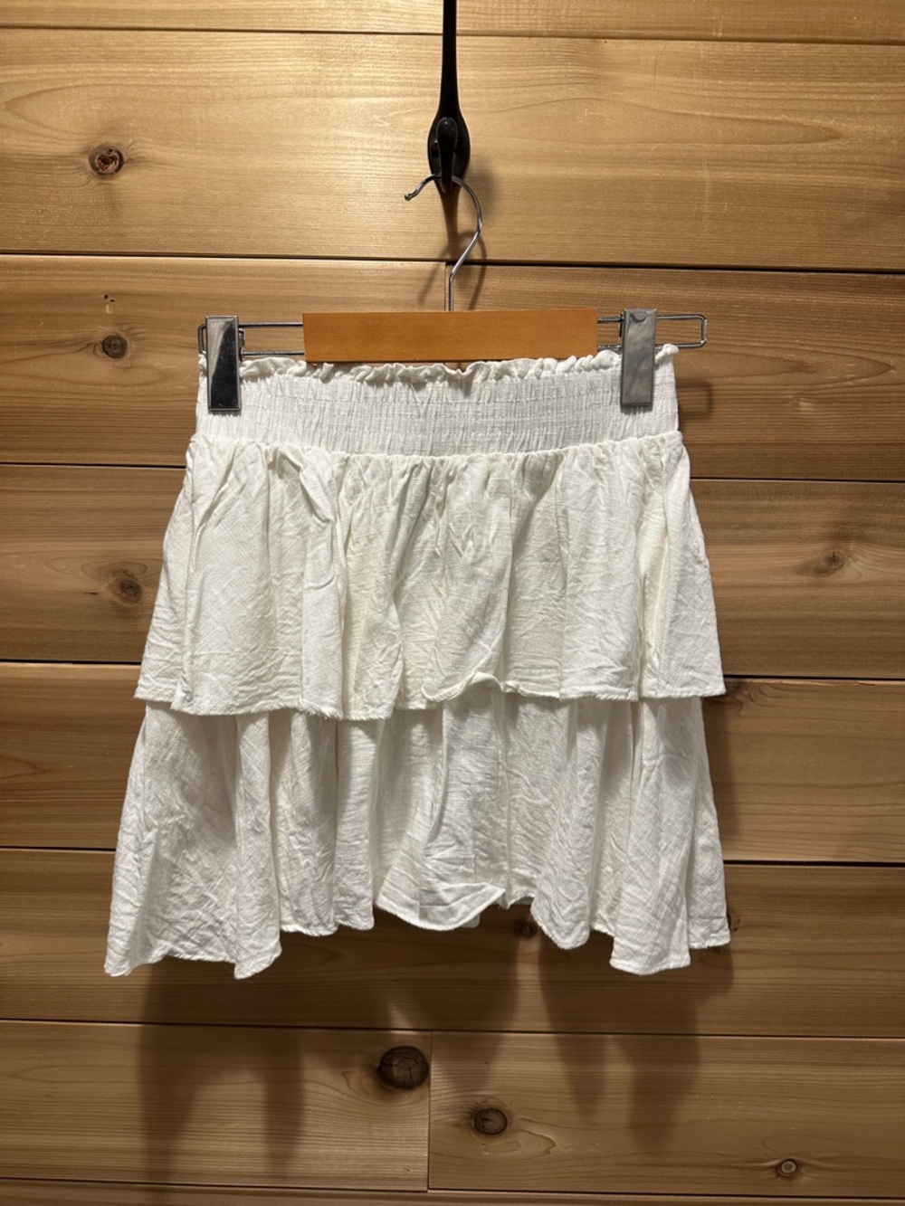 White flowy mini skirt